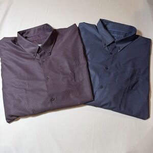 2 Hensleys by Luchiano Visconti Button Down Dress Shirts Lot 5XLB Big & Tall